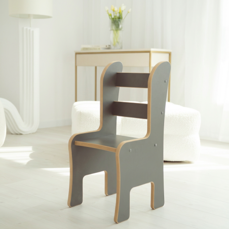 Fauteuil enfant Montessori en bois - Gris