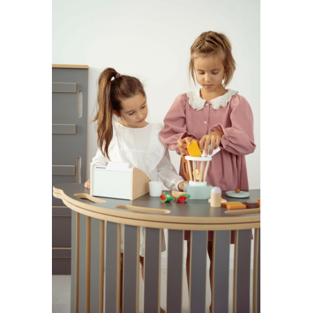 Balançoire Montessori XXL 3-en-1 en bois avec toboggan et rampe - Gris|Montessor