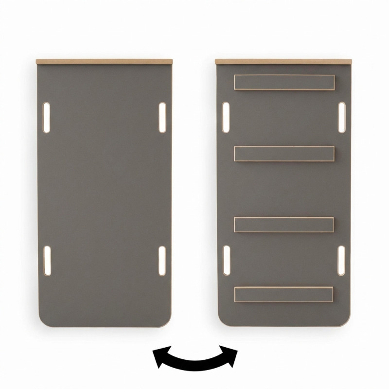 Toboggan Montessori bois & mur d'escalade 2-en-1 gris