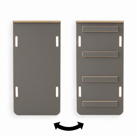 Toboggan Montessori bois & mur d'escalade 2-en-1 gris