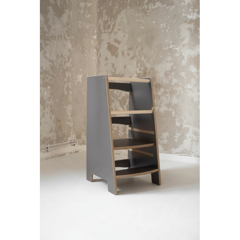 Tour d'apprentissage Montessori bois gris – Aide culinaire