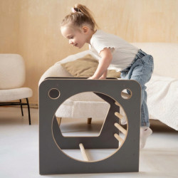 Cube d'activité Montessori en bois - Gris