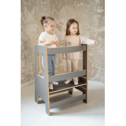 Tour d'apprentissage Montessori double en bois - Grise