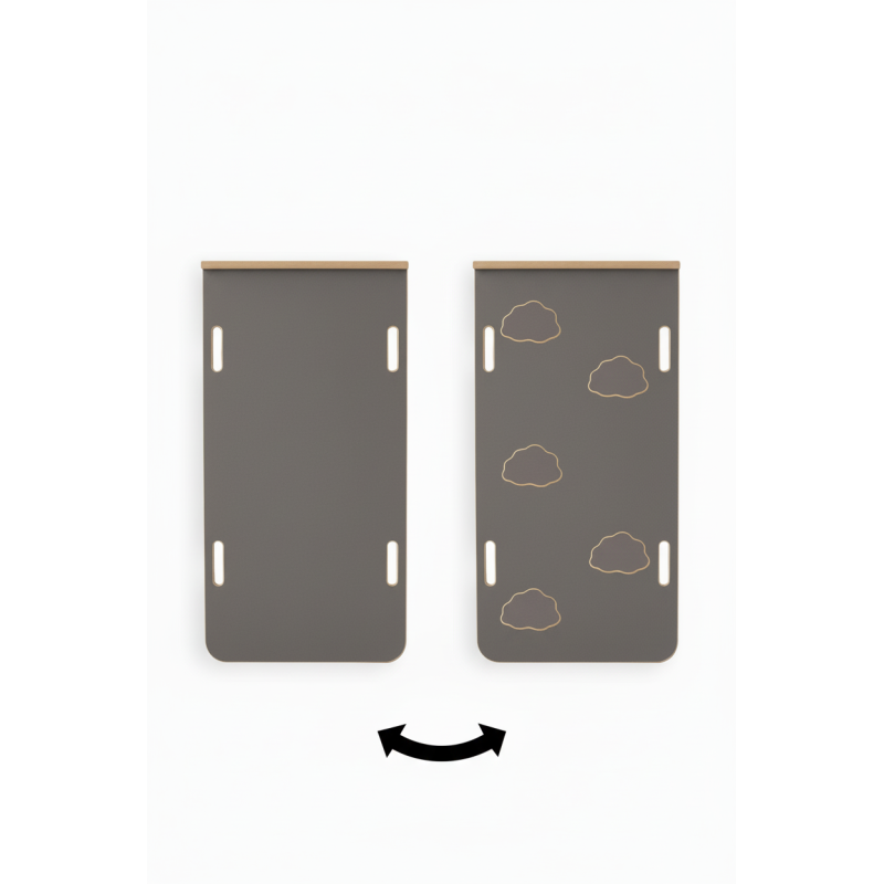 Toboggan Montessori bois et mur escalade - Gris (L)