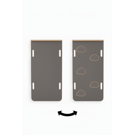 Toboggan Montessori bois et mur escalade - Gris (L)