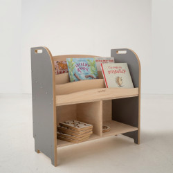 Étagère bibliothèque Montessori en bois - Grise