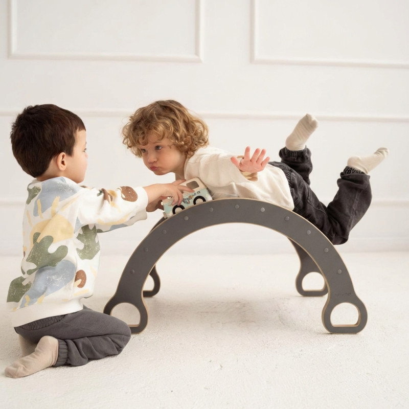 Balançoire Montessori L en bois massif – Grise