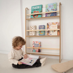 Bibliothèque murale Montessori enfant en bois étroit - SLIM