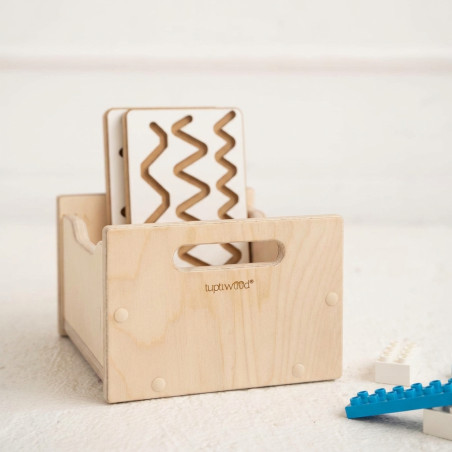 Boîte de rangement jouets Montessori en bois naturel