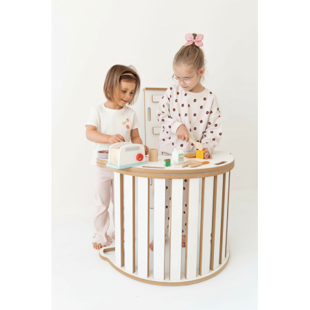 Bascule Montessori en bois avec rampe et plateau - Nuages