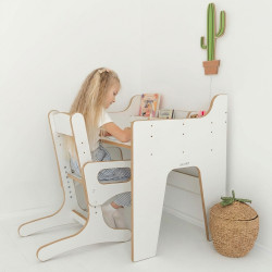 Bureau et chaise enfant Montessori réglables en bois