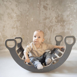 Balançoire Montessori en bois avec poignées - Grise