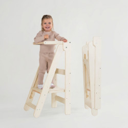 Tour d'apprentissage Montessori pliable enfant en bois naturel