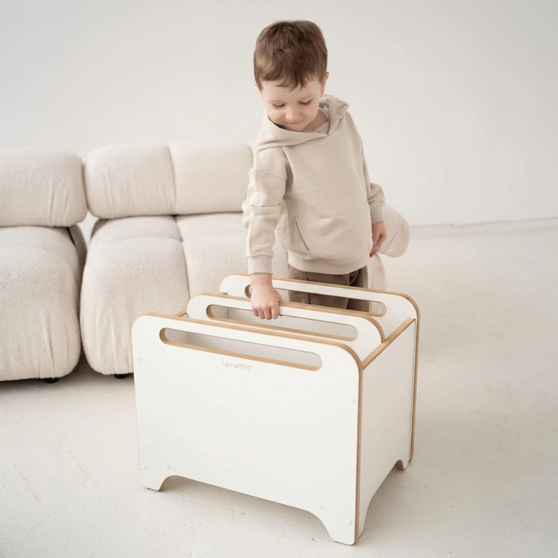 Coffre de rangement Montessori en bois pour livres et jouets
