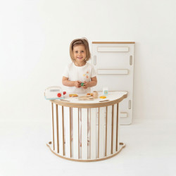 Balançoire Montessori 3-en-1 en bois avec toboggan | Taille L