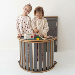 Set Montessori 3-en-1 en bois évolutif - Gris