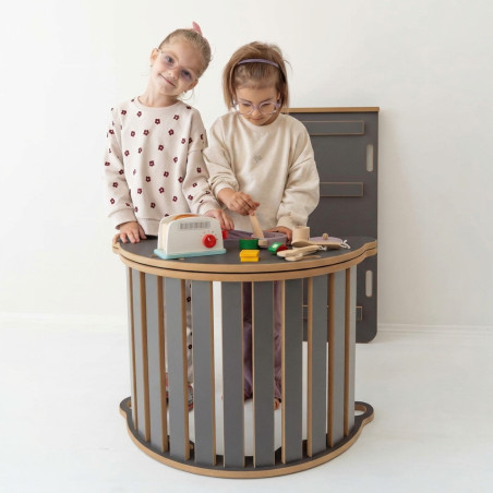 Set Montessori 3-en-1 en bois évolutif - Gris