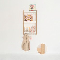 Étagère murale livres Montessori enfant en bois - Blanche et naturelle