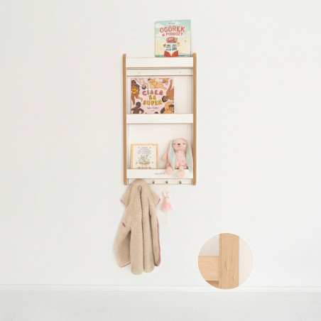 Étagère murale livres Montessori enfant en bois - Blanche et naturelle