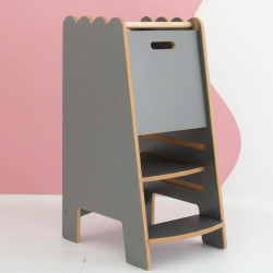 Tour d'observation Montessori en bois avec volant - Gris