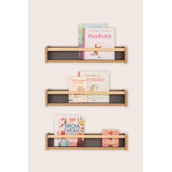 Lot de 3 étagères Montessori murales pour livres – Grises