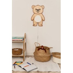 Veilleuse Montessori ours en bois pour chambre enfant