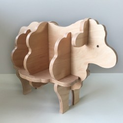 Augustin - Bookcase in the shape of a sheep - Varnished raw wood - Photo 1