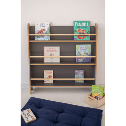 Bibliothèque murale étroite Montessori en bois – Grise — photo 3