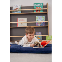 Bibliothèque murale étroite Montessori en bois – Grise — photo 4