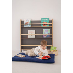 Bibliothèque murale étroite Montessori en bois – Grise — photo 6