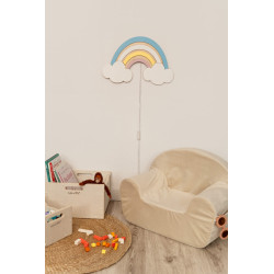Veilleuse Montessori enfant arc-en-ciel en bois
