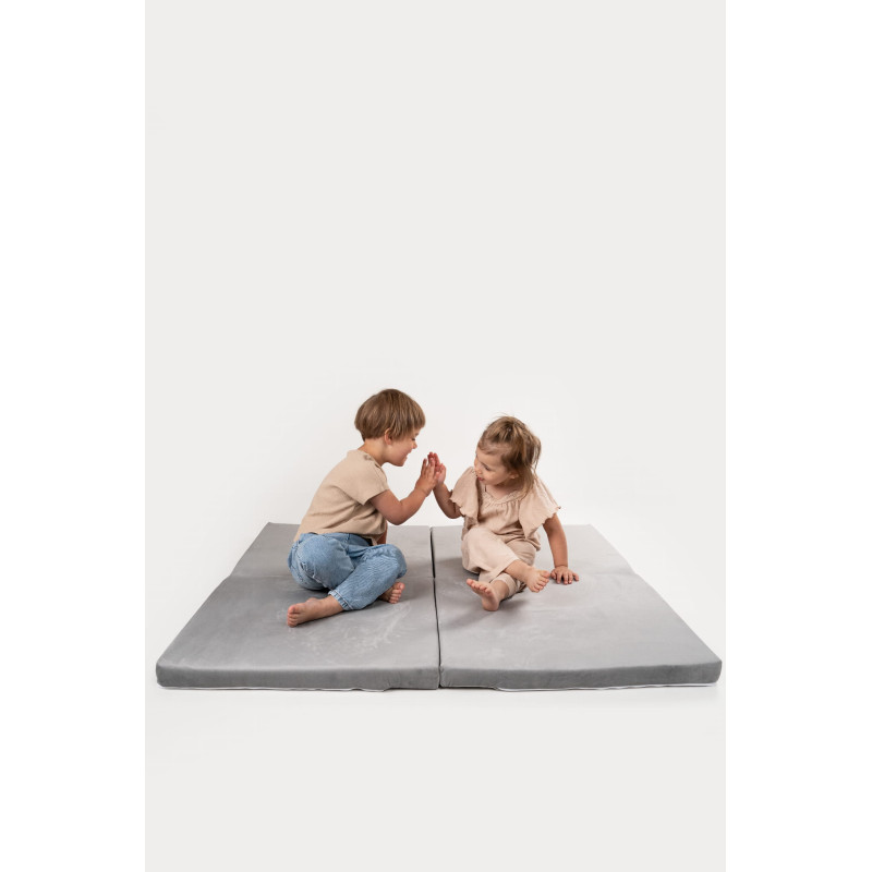 Tapis de jeu Montessori enfant carré en mousse - Gris
