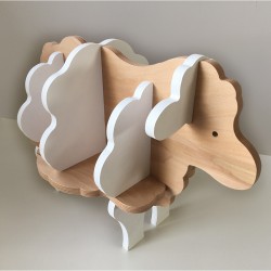 Augustin - Bookcase in the shape of a sheep - Varnished and white raw wood - Photo 2