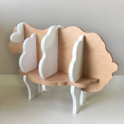 Augustin - Bookcase in the shape of a sheep - Varnished and white raw wood - Photo 3