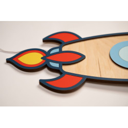 Veilleuse fusée en bois Montessori pour chambre enfant — photo 3
