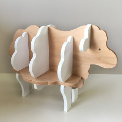 Augustin - Bookcase in the shape of a sheep - Varnished and white raw wood - Photo 5