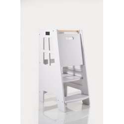 Tour d'observation Montessori en bois pour cuisine - Gris clair