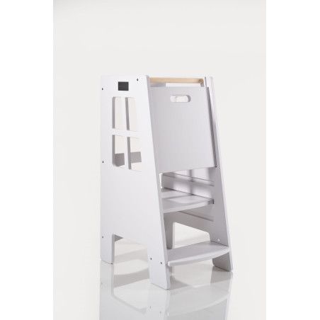 Tour d'observation Montessori en bois pour cuisine - Gris clair