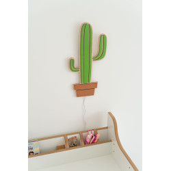 Veilleuse cactus enfant en bois - Lampe de chevet Montessori