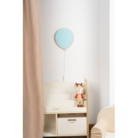 Veilleuse ballon en bois pour chambre d'enfant - Bleu clair