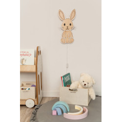 Veilleuse lapin en bois pour chambre d'enfant