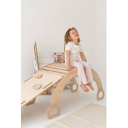 Balançoire Montessori XXL en bois avec glissière nuages