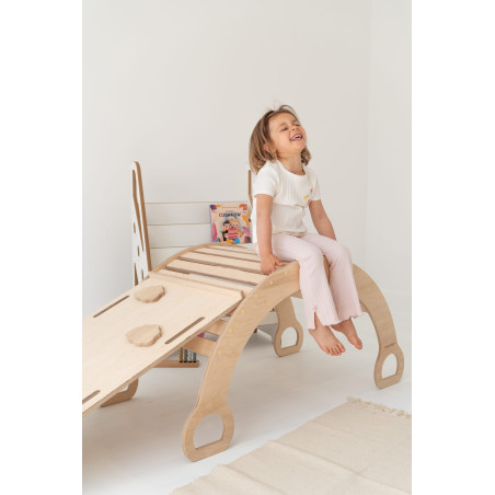 Balançoire Montessori XXL en bois avec glissière nuages