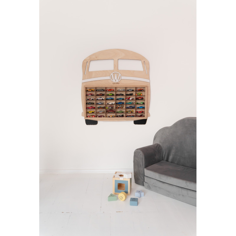 Étagère murale en bois pour petites voitures
