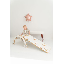 Balançoire Montessori en bois 3-en-1 L avec toboggan et plateau — photo 2