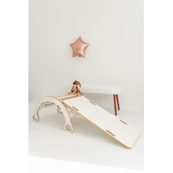 Balançoire Montessori en bois 3-en-1 L avec toboggan et plateau — photo 5