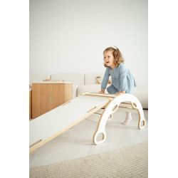 Balançoire Montessori en bois 3-en-1 L avec toboggan et plateau — photo 8