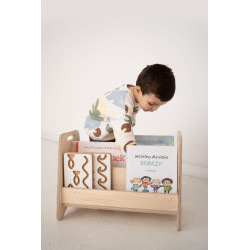 Bibliothèque Montessori enfants en bois naturel - Étagères basses