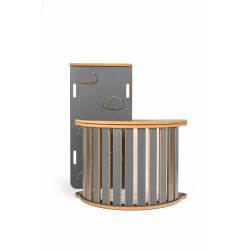 Balançoire Montessori 3-en-1 en bois avec toboggan nuages et plateau - Gris — photo 3