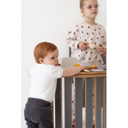 Balançoire Montessori en bois avec toboggan et plateau - L gris — photo 3